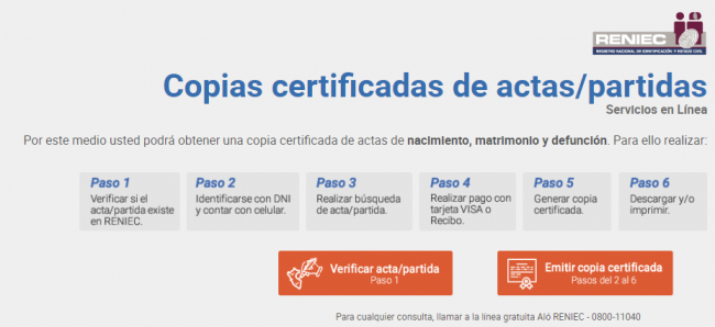 emision de copias certificadas de partidas de nacimiento reniec
